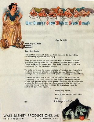 En 1938 Walt Disney rechazó contratar a una animadora de dibujos por el hecho de ser mujer